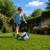 Balón de fútbol de entrenamiento LEAN TOYS para campos de césped, negro y azul, 22 cm, talla 5