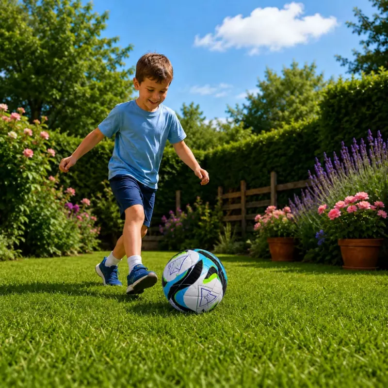 Balón de fútbol de entrenamiento LEAN TOYS para campos de césped, negro y azul, 22 cm, talla 5