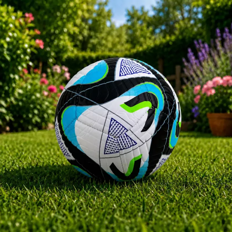 Balón de fútbol de entrenamiento LEAN TOYS para campos de césped, negro y azul, 22 cm, talla 5