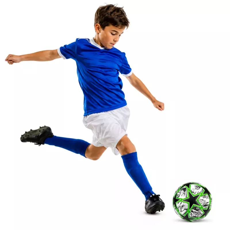 Balón de fútbol de entrenamiento LEAN TOYS para campo de césped Green Stars 22cm talla 5