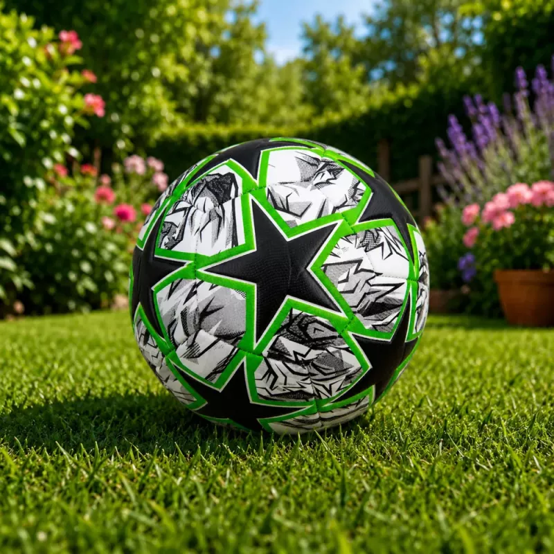 Balón de fútbol de entrenamiento LEAN TOYS para campo de césped Green Stars 22cm talla 5