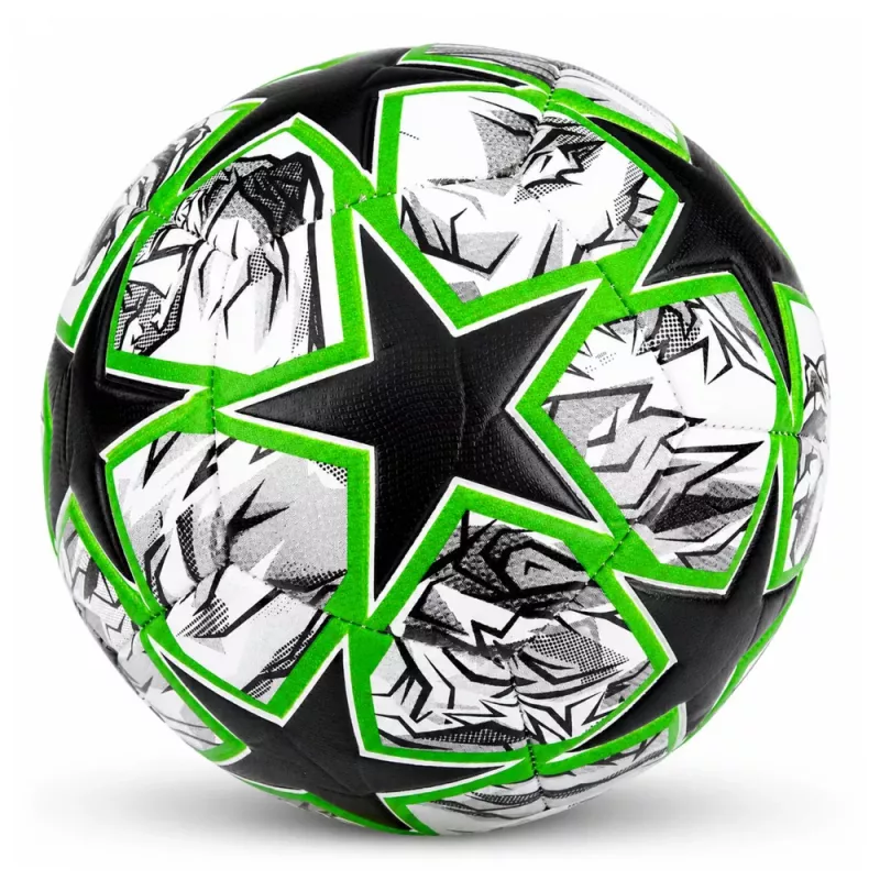 Balón de fútbol de entrenamiento LEAN TOYS para campo de césped Green Stars 22cm talla 5