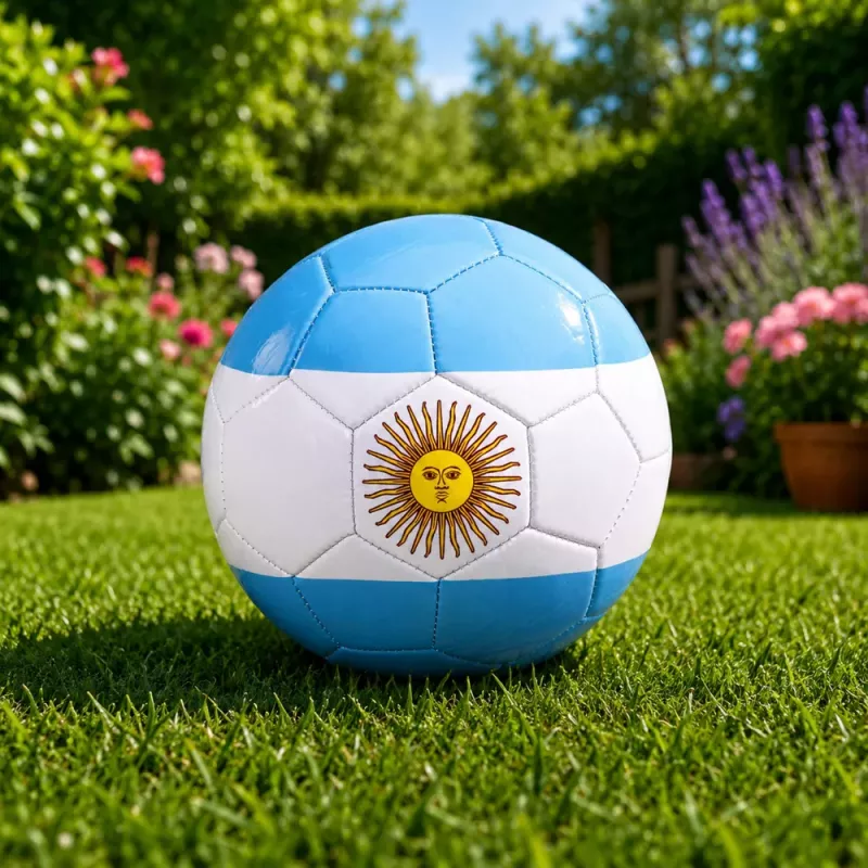 Balón de fútbol de entrenamiento LEAN TOYS para campo de césped, colores Argentina, 22 cm, talla 5