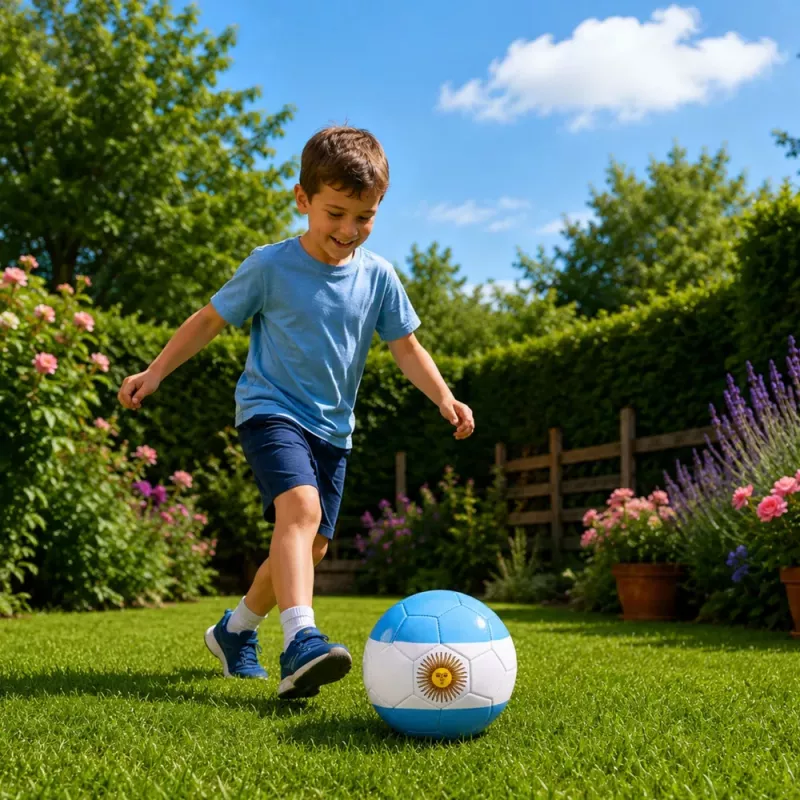 Balón de fútbol de entrenamiento LEAN TOYS para campo de césped, colores Argentina, 22 cm, talla 5
