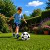 Balón de fútbol de entrenamiento LEAN TOYS para campo de césped blanco y negro Milasa 22cm talla 5