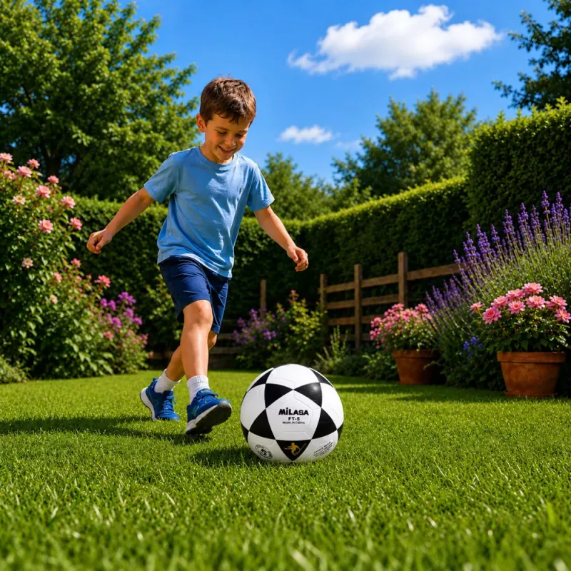 Balón de fútbol de entrenamiento LEAN TOYS para campo de césped blanco y negro Milasa 22cm talla 5