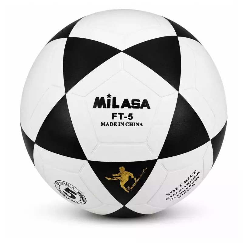 Balón de fútbol de entrenamiento LEAN TOYS para campo de césped blanco y negro Milasa 22cm talla 5