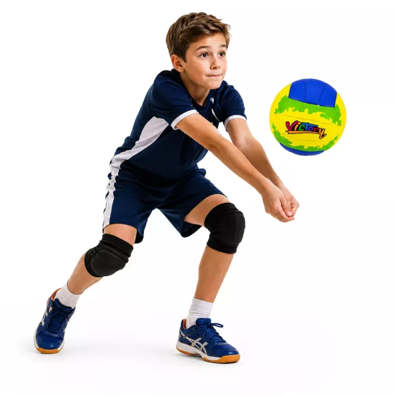 Balón de voleibol de entrenamiento LEAN TOYS, amarillo y azul, 22 cm, talla 5