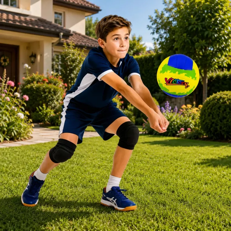 Balón de voleibol de entrenamiento LEAN TOYS, amarillo y azul, 22 cm, talla 5