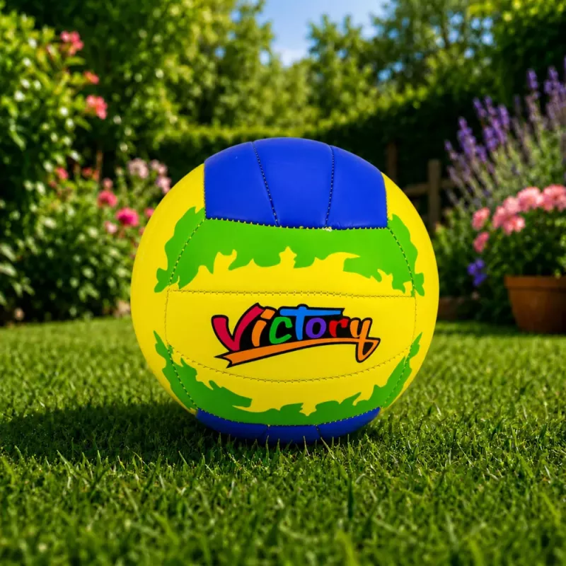 Balón de voleibol de entrenamiento LEAN TOYS, amarillo y azul, 22 cm, talla 5
