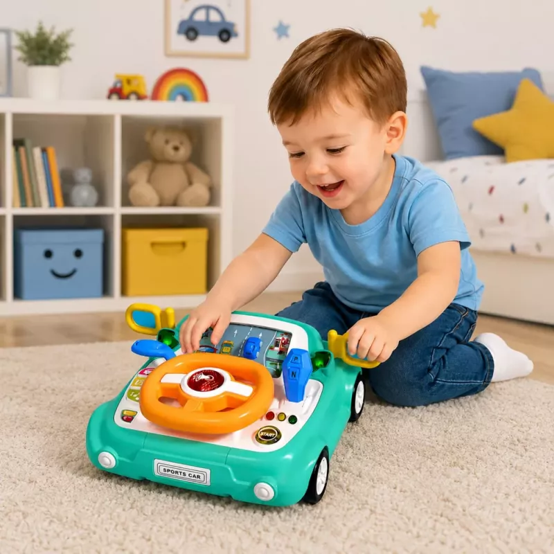Panel de control interactivo LEAN TOYS simulador de conducción coche luces sonidos azul