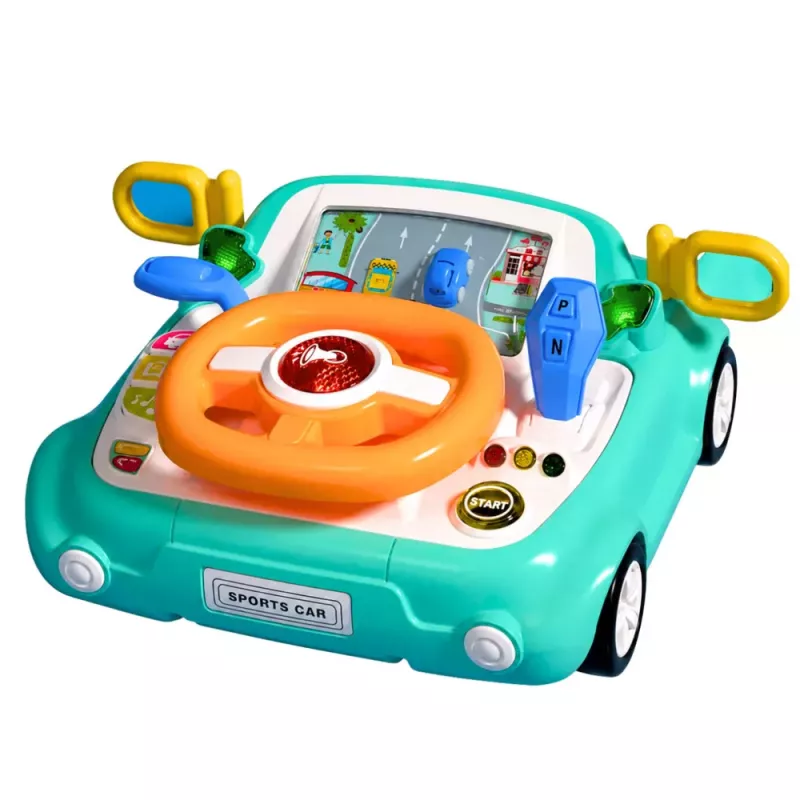 Panel de control interactivo LEAN TOYS simulador de conducción coche luces sonidos azul
