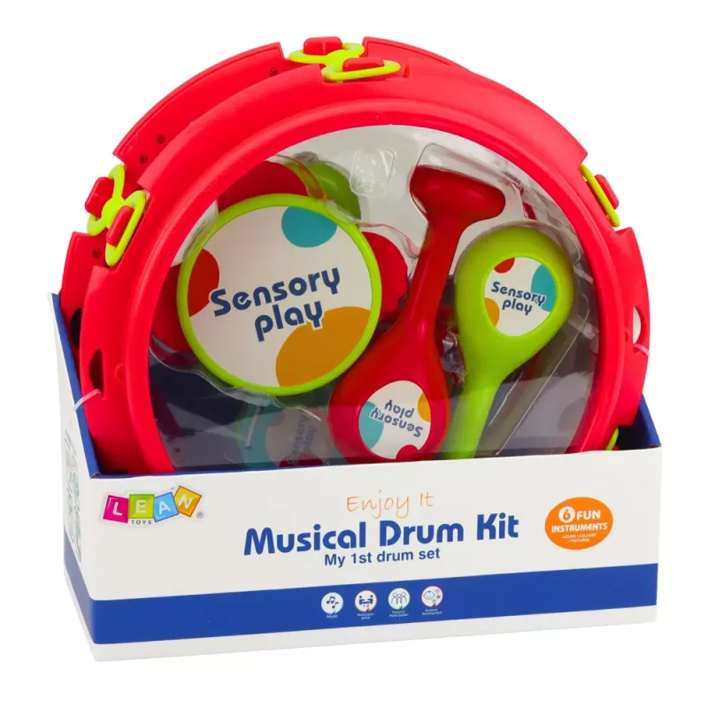Instrumentos musicales para niños LEAN TOYS tambor sonajas pandereta castañuelas