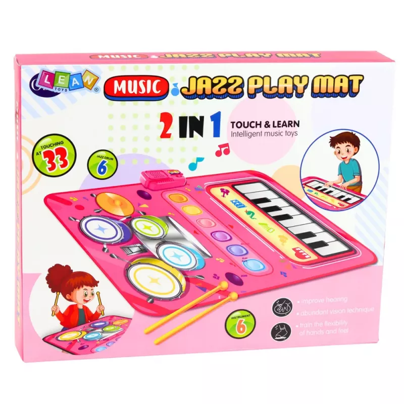 Alfombra musical de baile interactiva LEAN TOYS batería piano educativo 2 en 1