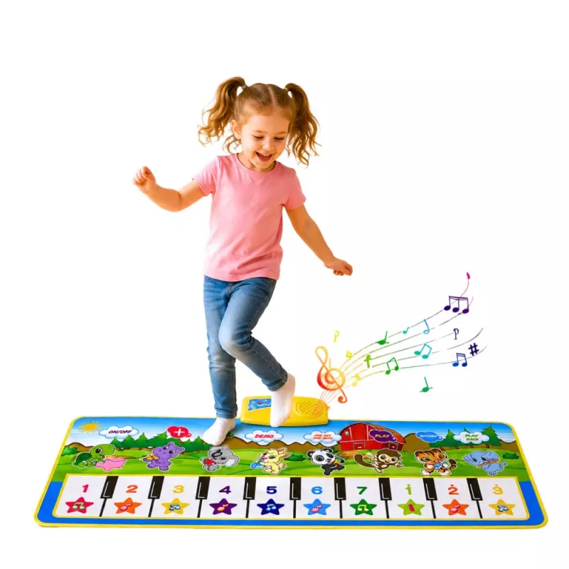 Juguete educativo LEAN TOYS alfombra musical piano animales instrumentos sonidos 100x36 cm