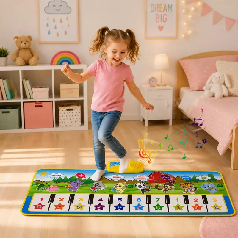 Juguete educativo LEAN TOYS alfombra musical piano animales instrumentos sonidos 100x36 cm