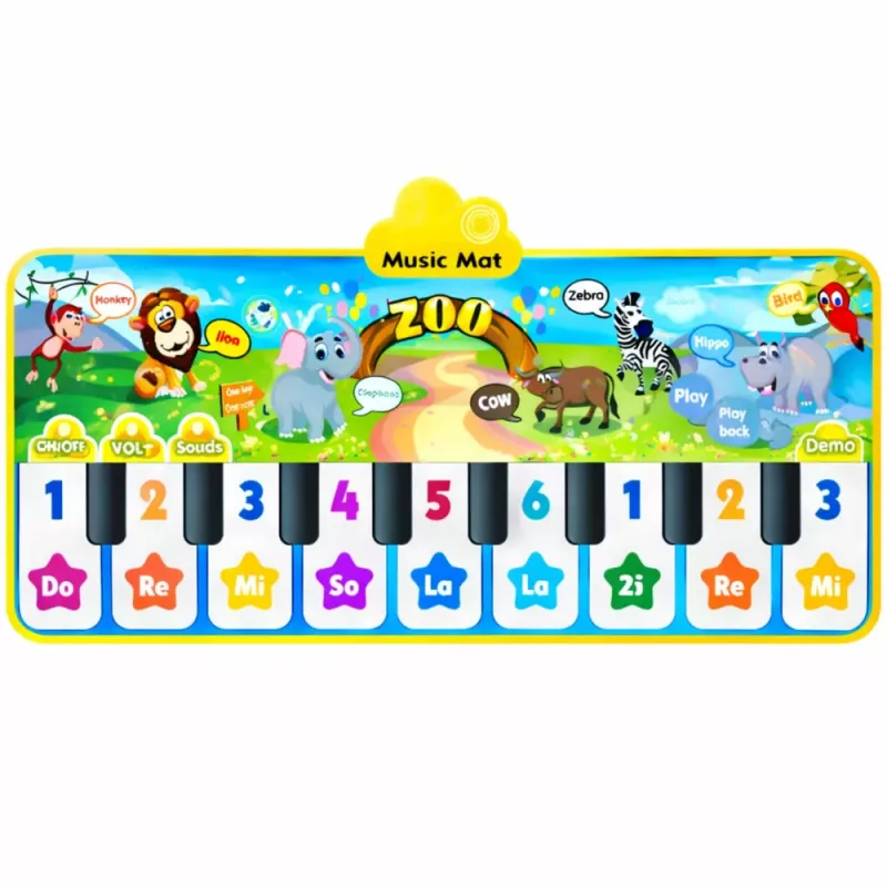 Alfombra de baile interactiva LEAN TOYS piano animales del zoo 10 melodías 126 cm