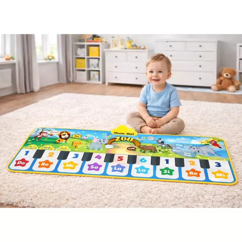 Alfombra de baile interactiva LEAN TOYS piano animales del zoo 10 melodías 126 cm