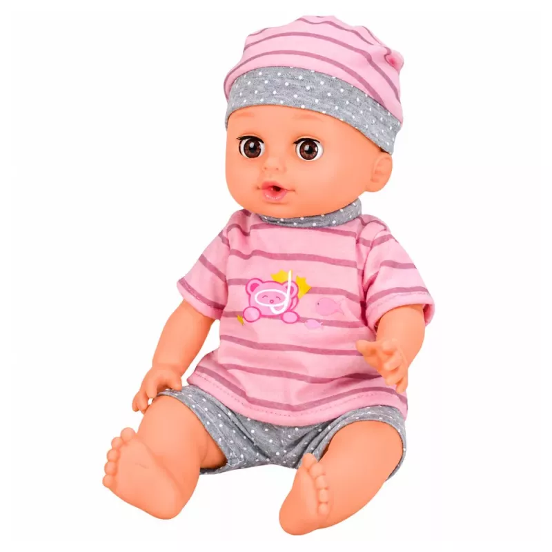 Muñeca bebé interactiva LEAN TOYS con función pipí, cochecito, cuna y accesorios set 3 en 1