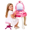 Tocador de maquillaje infantil LEAN TOYS con silla, luces, secador, accesorios, sonidos, rosa
