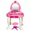 Tocador de maquillaje infantil LEAN TOYS con silla, luces, secador, accesorios, sonidos, rosa