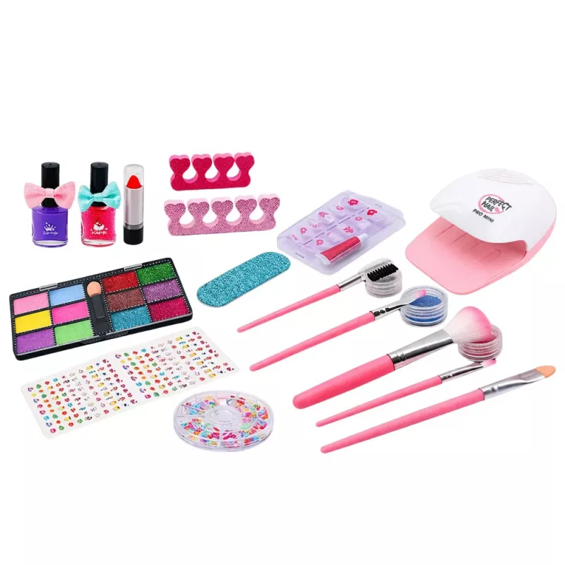 Set de belleza LEAN TOYS bolsa de cosméticos para niños accesorios de uñas secador 20 piezas