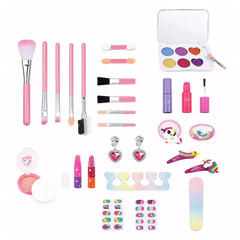 Set de belleza LEAN TOYS neceser infantil rosa Unicorn 72 piezas