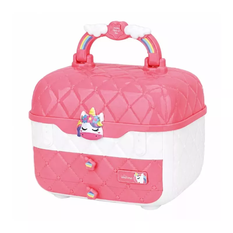 Set de belleza LEAN TOYS neceser infantil rosa Unicorn 72 piezas