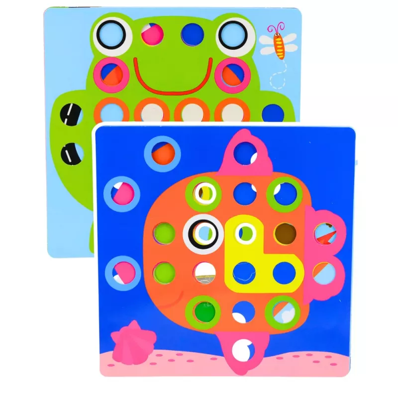 Puzzle de mosaico de botones LEAN TOYS puzzle geométrico creativo setas 46 uds.