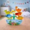 LEAN TOYS Torre de dinosaurios juego de equilibrio de habilidad con bloques de madera 12 piezas