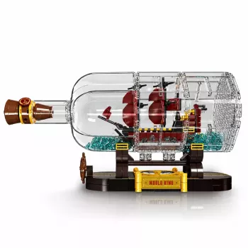 LEAN TOYS Barco en la botella bloques de construcción velero decorativo marrón 885 piezas