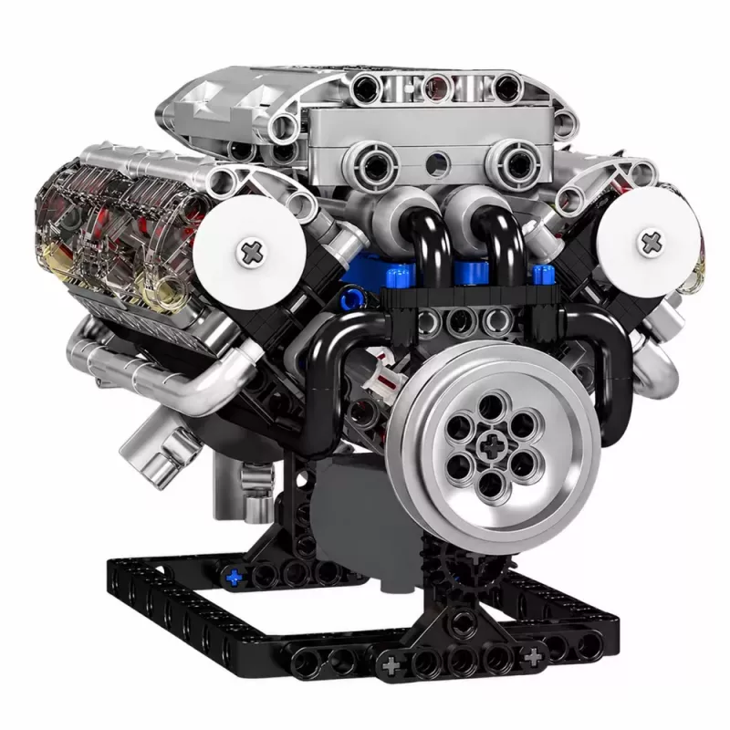 LEAN TOYS Bloques de construcción motor V8 modelo mecánico con pistones móviles, 552 piezas