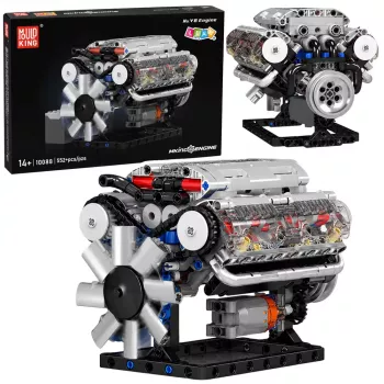 LEAN TOYS Bloques de construcción motor V8 modelo mecánico con pistones móviles, 552 piezas