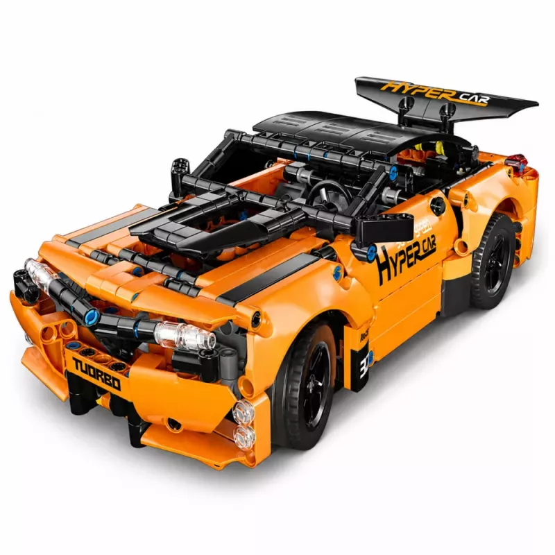 LEAN TOYS Coche RC teledirigido bloques de construcción naranja 545 uds.