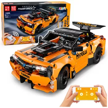 LEAN TOYS Coche RC teledirigido bloques de construcción naranja 545 uds.