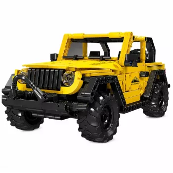 LEAN TOYS Bloques de construcción coche todoterreno Wrangler amarillo 746 piezas