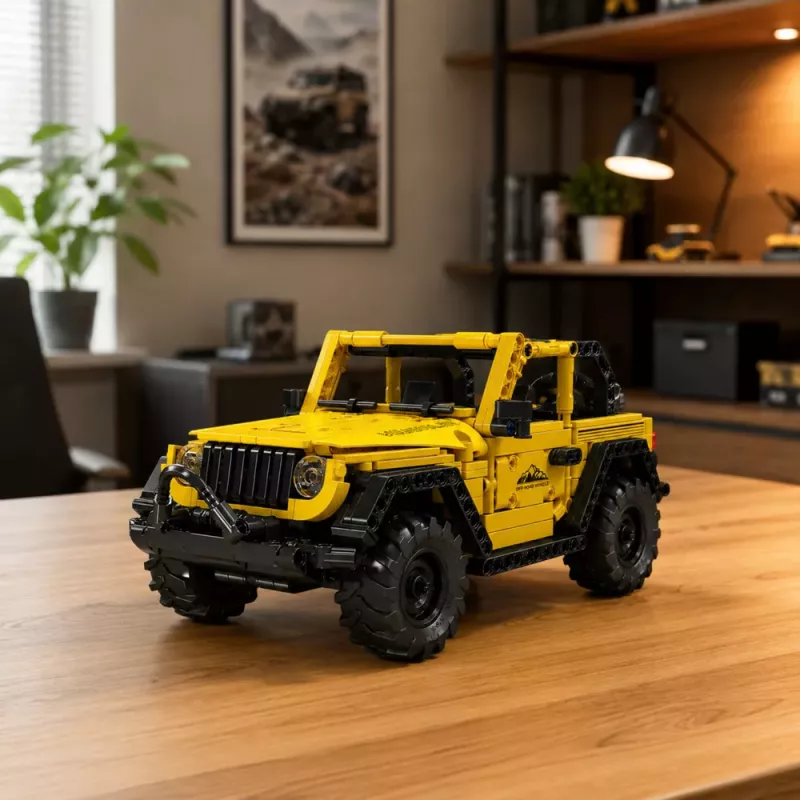 LEAN TOYS Bloques de construcción coche todoterreno Wrangler amarillo 746 piezas