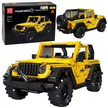 LEAN TOYS Bloques de construcción coche todoterreno Wrangler amarillo 746 piezas