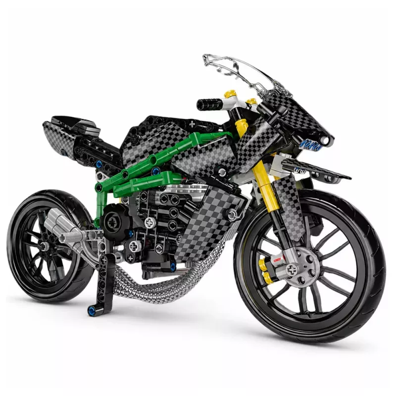 LEAN TOYS Bloques de construcción moto de carreras deportiva negra 656 uds.