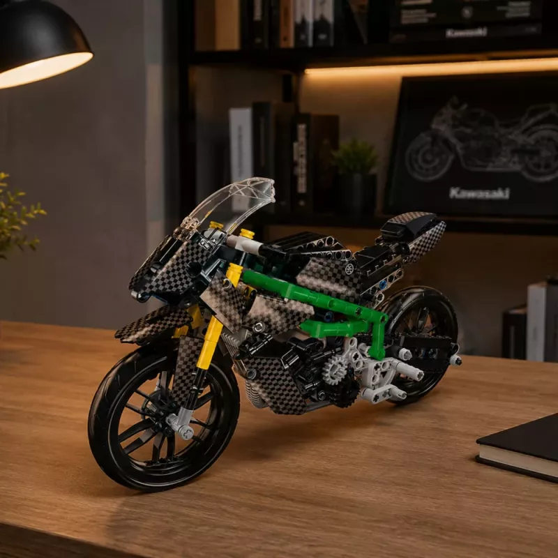 LEAN TOYS Bloques de construcción moto de carreras deportiva negra 656 uds.