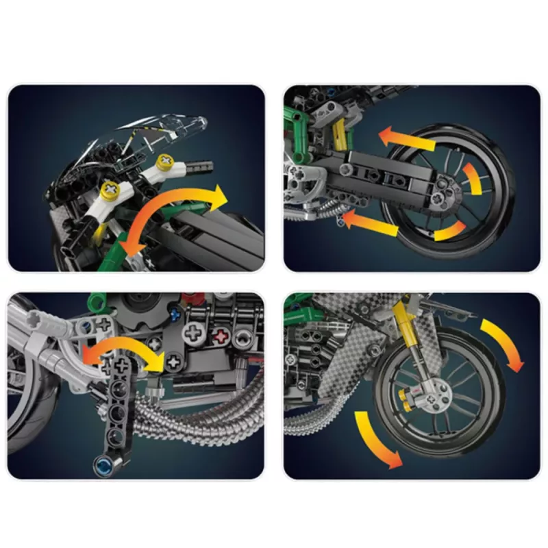 LEAN TOYS Bloques de construcción moto de carreras deportiva negra 656 uds.