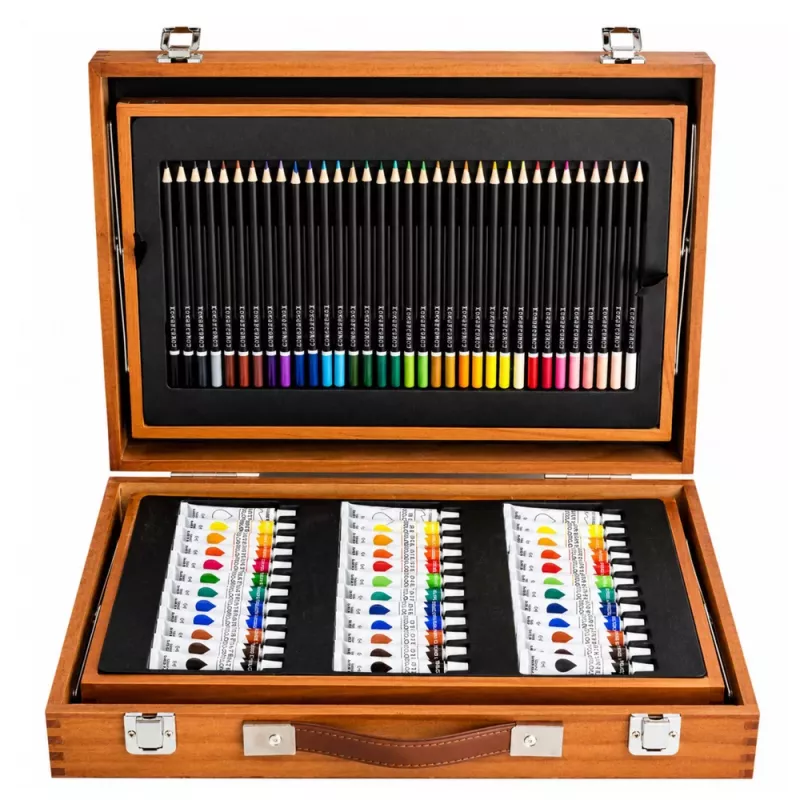 LEAN Gran set de arte en maletín para pintar y dibujar, 174 piezas