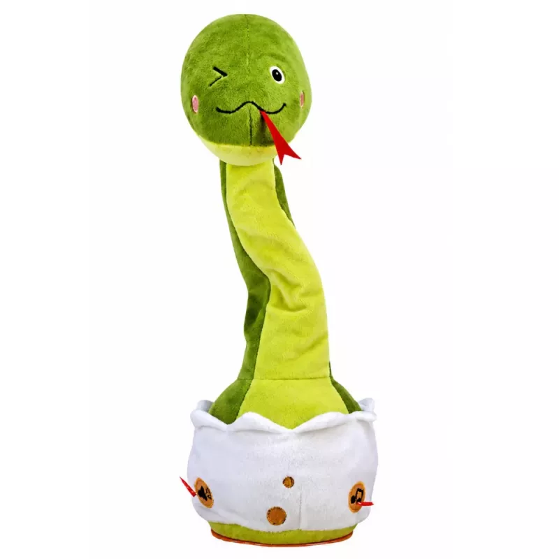 LEAN TOYS Serpiente de peluche bailarina interactiva con música y sonidos mascota verde