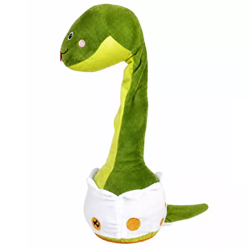 LEAN TOYS Serpiente de peluche bailarina interactiva con música y sonidos mascota verde