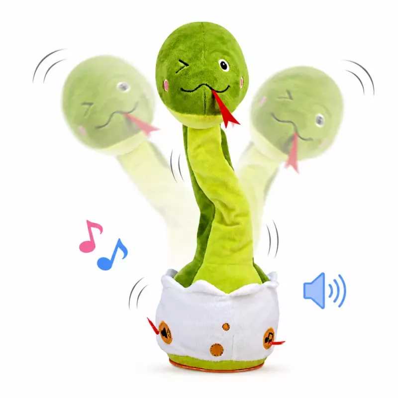 LEAN TOYS Serpiente de peluche bailarina interactiva con música y sonidos mascota verde