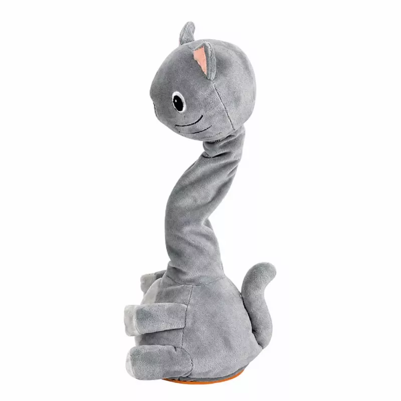 LEAN TOYS Gato de peluche bailarín juguete interactivo con música y sonidos mascota gris