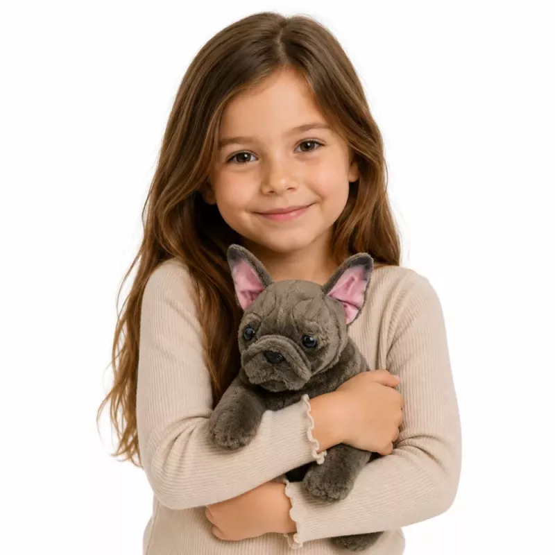 LEAN TOYS Peluche bulldog francés marrón 22 cm