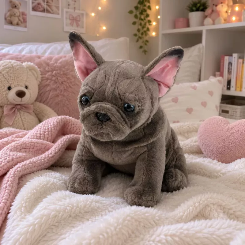 LEAN TOYS Peluche bulldog francés marrón 22 cm