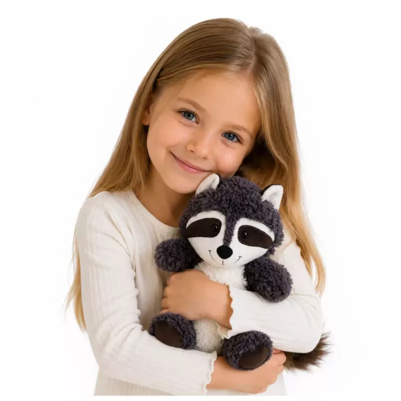 LEAN TOYS Peluche mascota mapache blanco y gris 25 cm