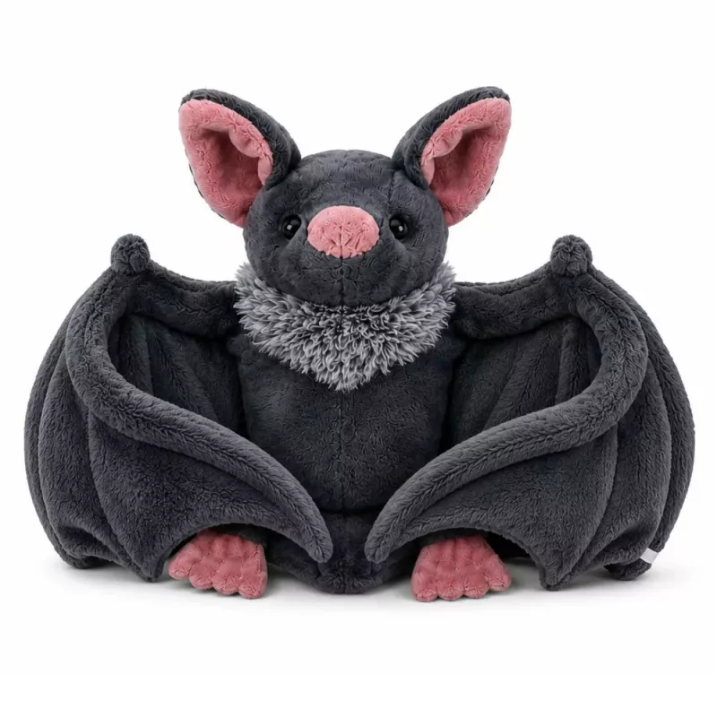LEAN TOYS Peluche murciélago con alas plegables gris 57 cm